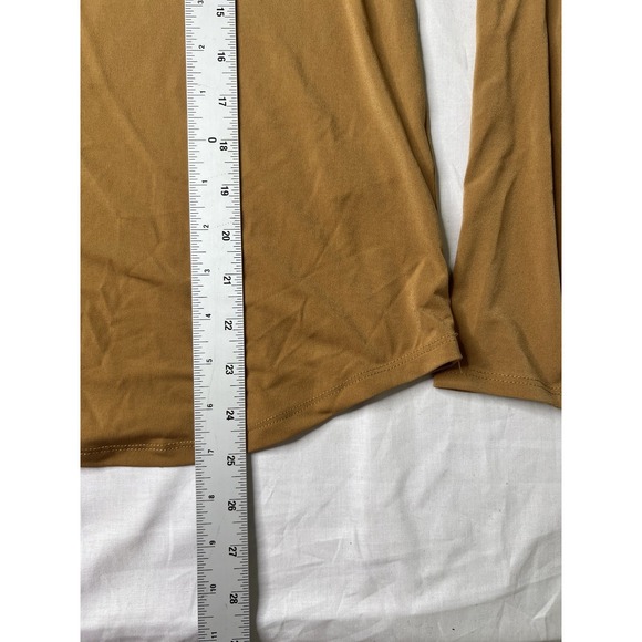 Carmen Marc Valvo Women Button Up Shirt Large Casual Long Sleeve Pockets Mustard - Picture 8 of 10